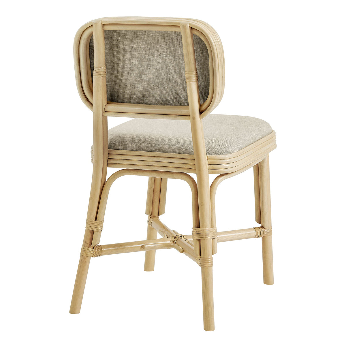 Bahari Natural/Beige Upholstered Rattan Dining Chair - Ornate Home
