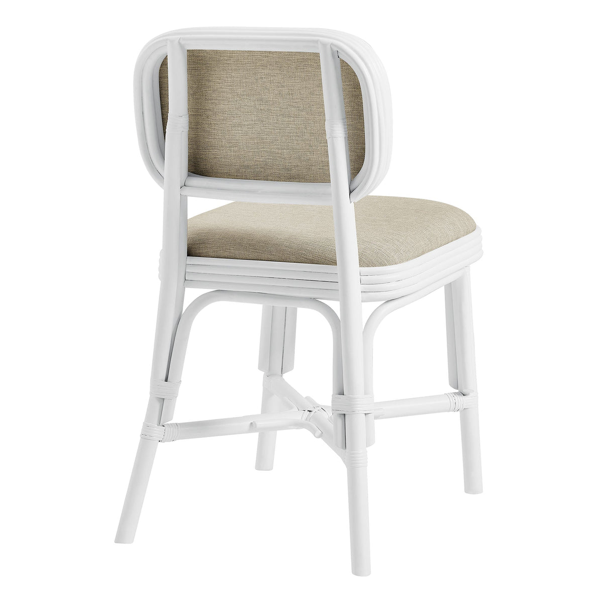 Bahari White/Light Beige Upholstered Rattan Dining Chair - Ornate Home