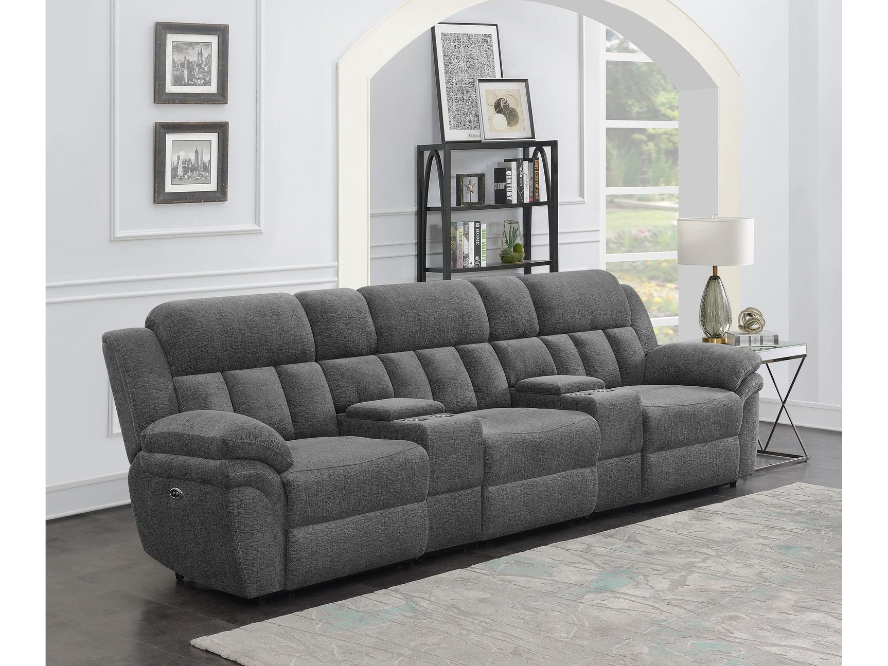 Bahrain Charcoal 5-piece Power Home Theater Seating - Ornate Home