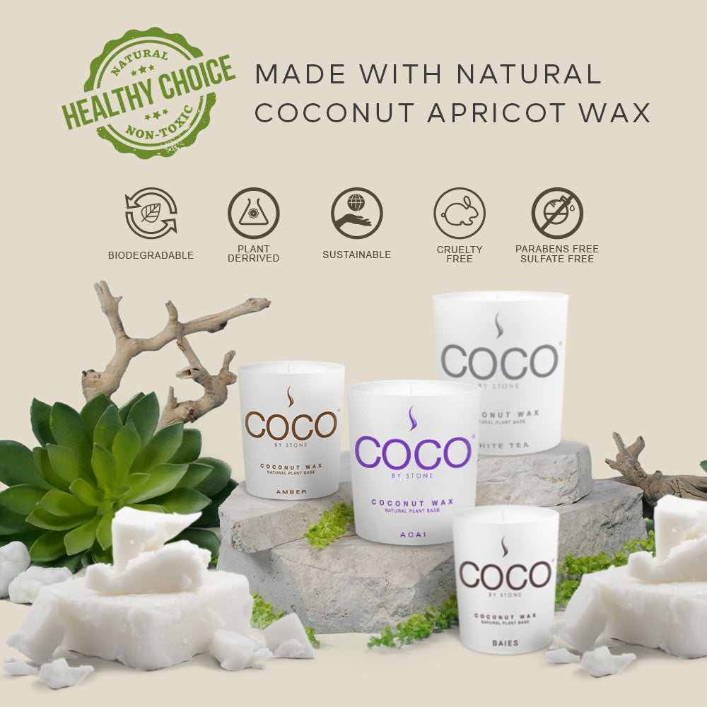 Baies Natural Coconut Apricot Wax Candle - Ornate Home