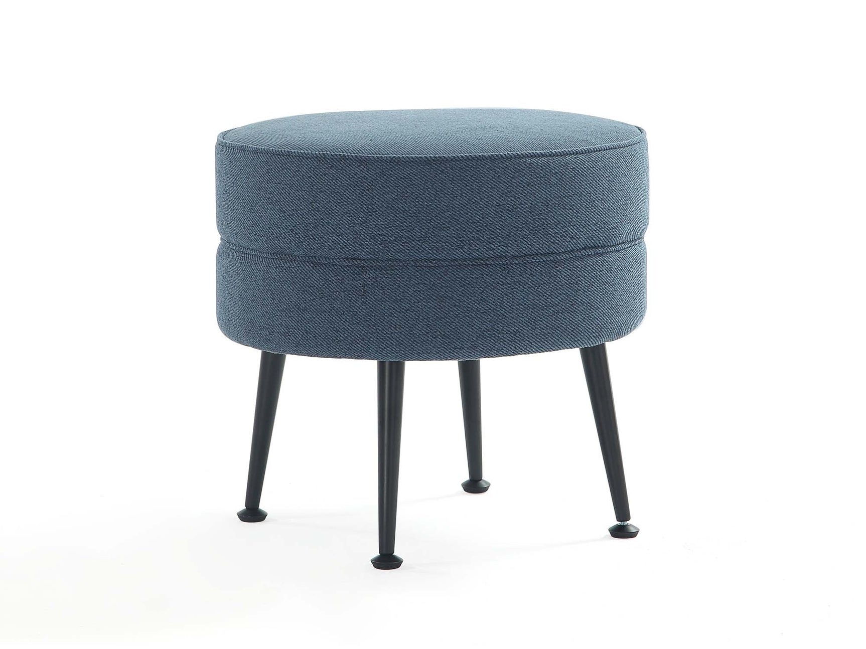 Bailey Ottoman in Blue with Black Feet - Ornate Home