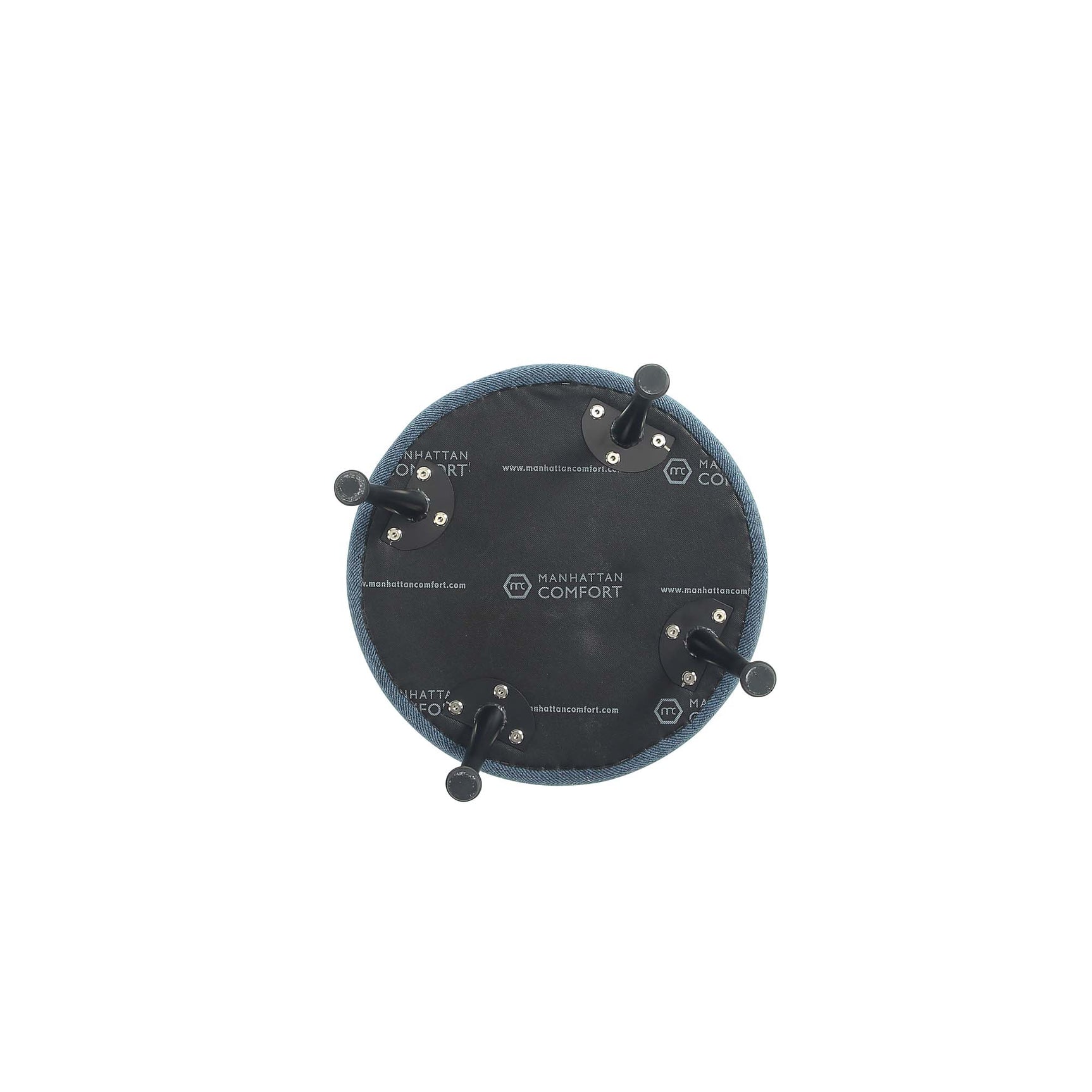 Bailey Ottoman in Blue with Black Feet - Ornate Home