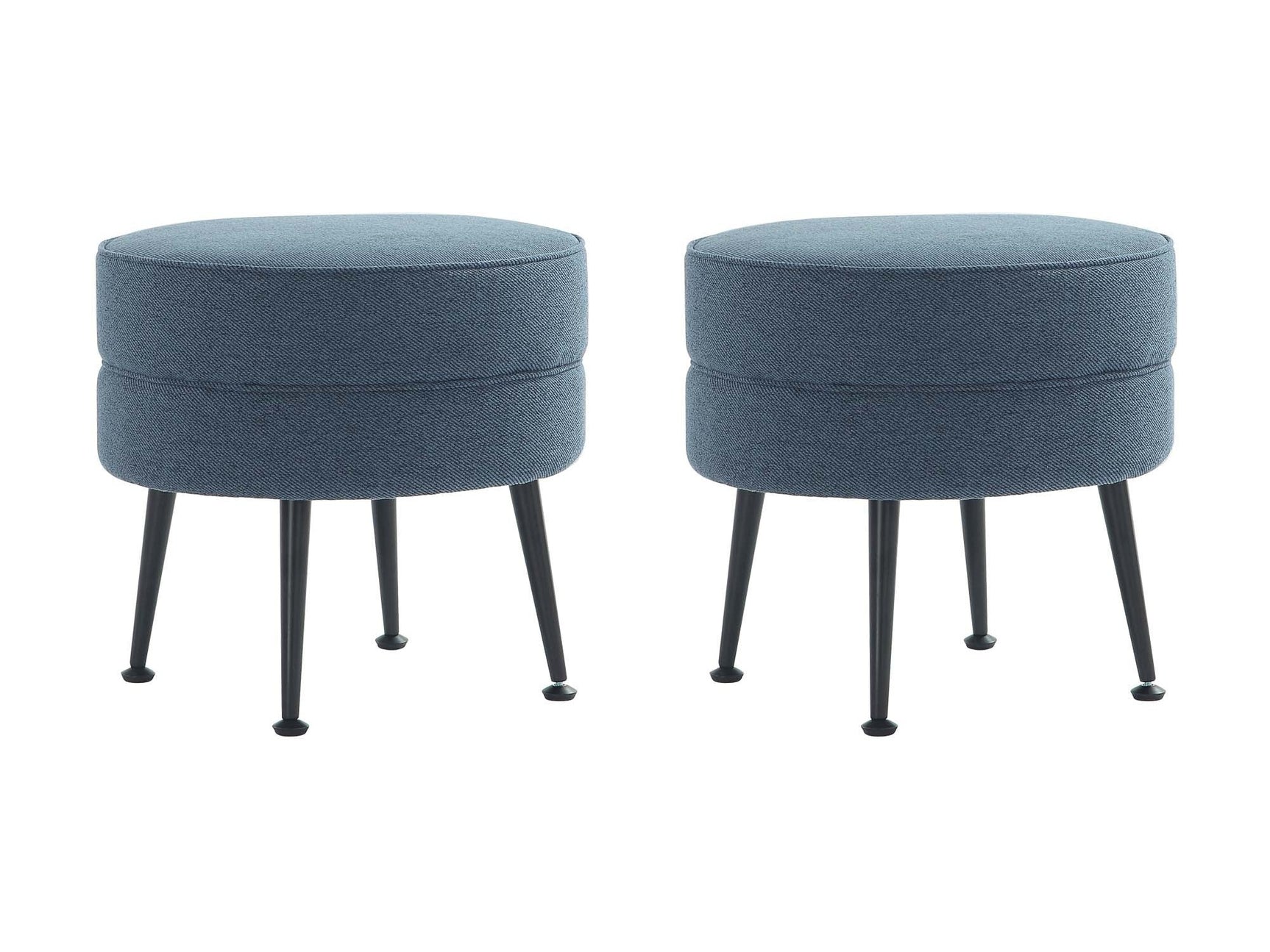 Bailey Ottoman in Blue with Black Feet (set of 2) - Ornate Home