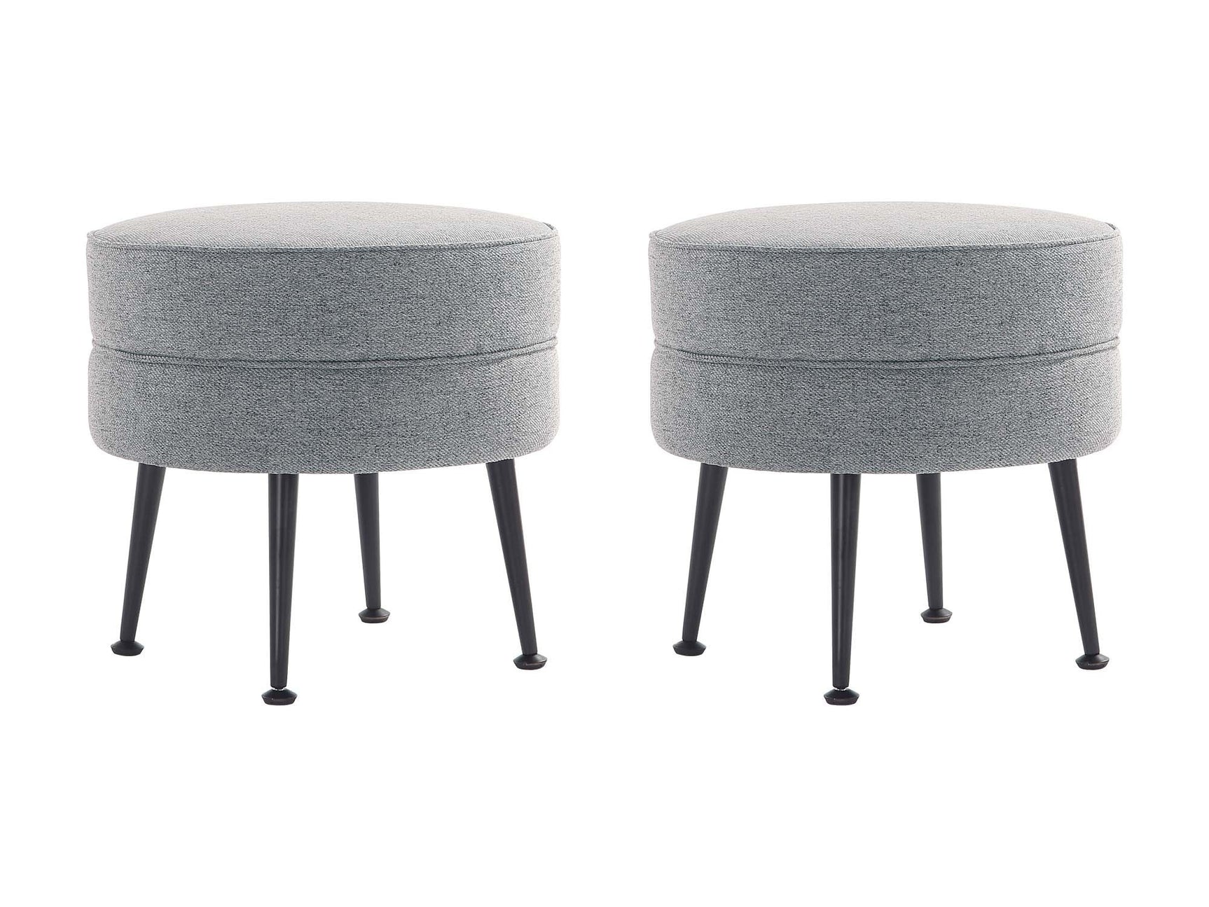 Bailey Ottoman in Grey with Black Feet (set of 2) - Ornate Home
