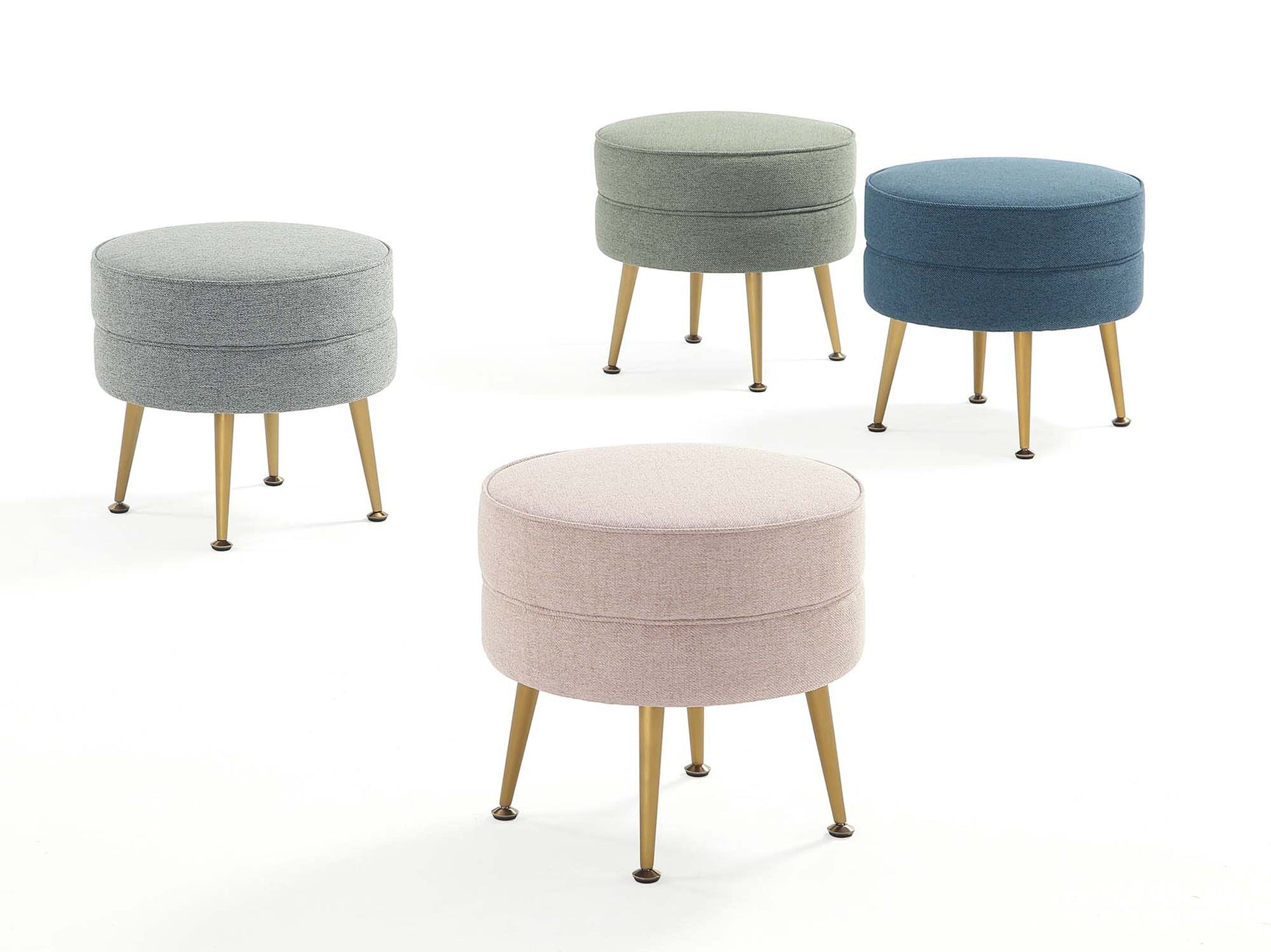 Bailey Ottoman in Multicolor with Gold Feet (set of 4) - Ornate Home