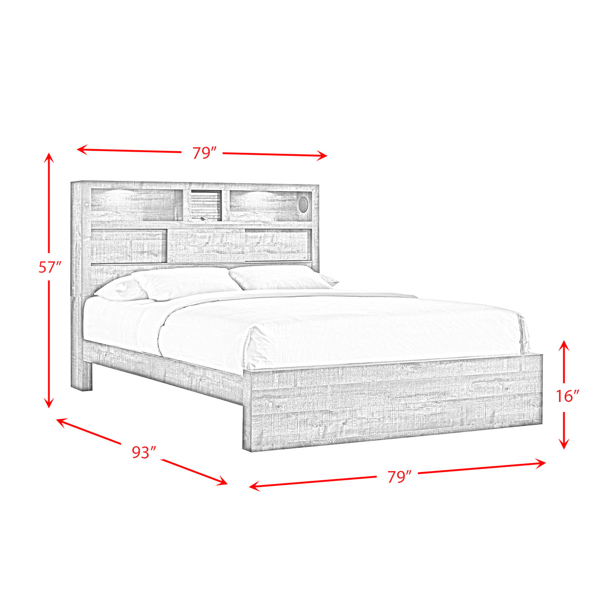 Bailey Walnut 6-Piece King Bookcase Panel Bedroom Set with Bluetooth - Ornate Home