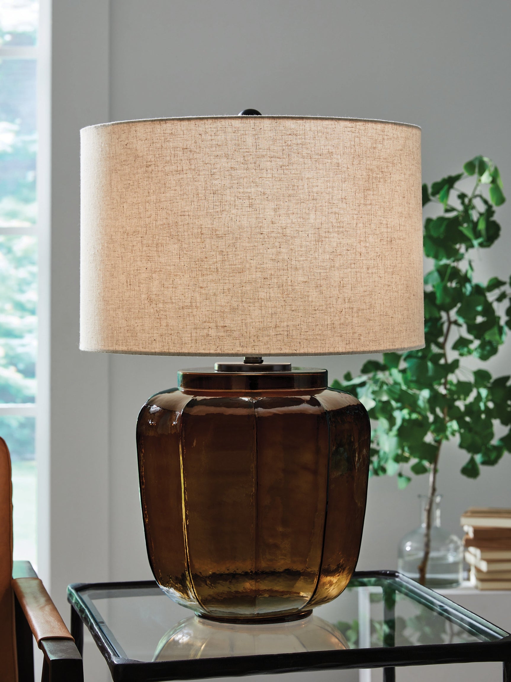 Bainmore Amber Glass Table Lamp (1/CN) (Online Special Price) - Ornate Home