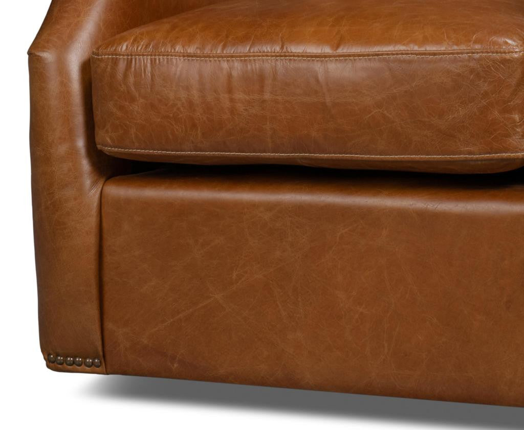 Baker Brown Leather Swivel Chair - Ornate Home