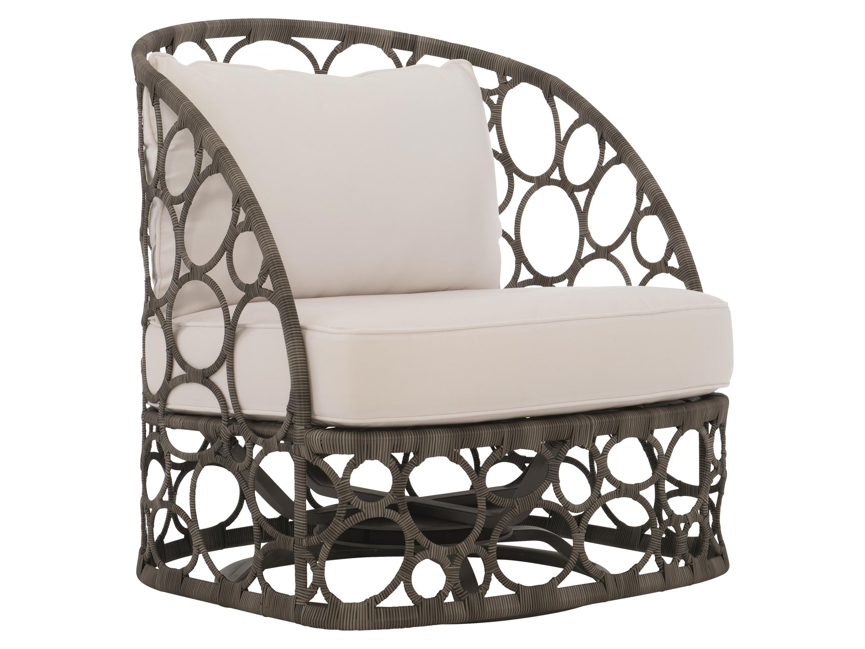 Bali Peppercorn/White/Cream Outdoor Swivel Chair - Ornate Home