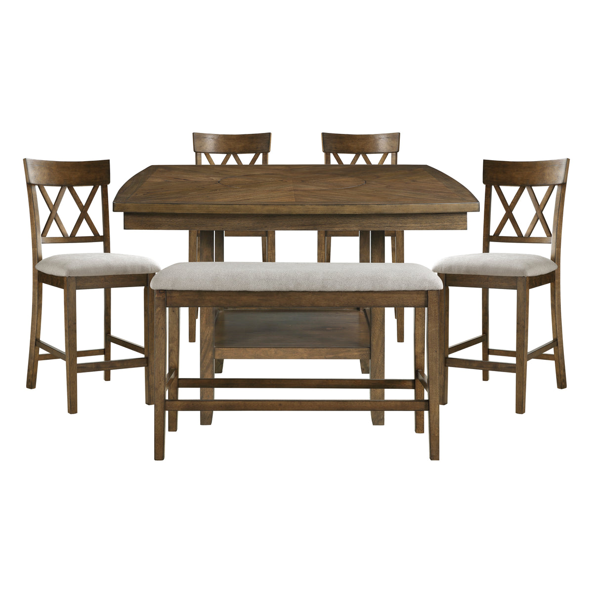 Balin Brown 6pc Dining Set - Ornate Home