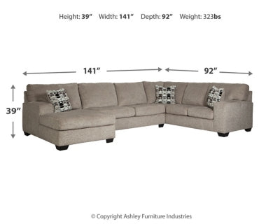 Ballinasloe Platinum 3-Piece Sectional with Ottoman - Ornate Home