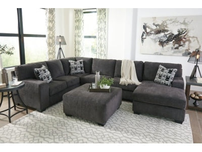 Ballinasloe Smoke 3-Piece Right Sectional and Ottoman - Ornate Home