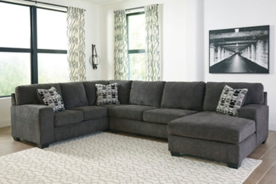 Ballinasloe Smoke 3-Piece Right Sectional and Ottoman - Ornate Home
