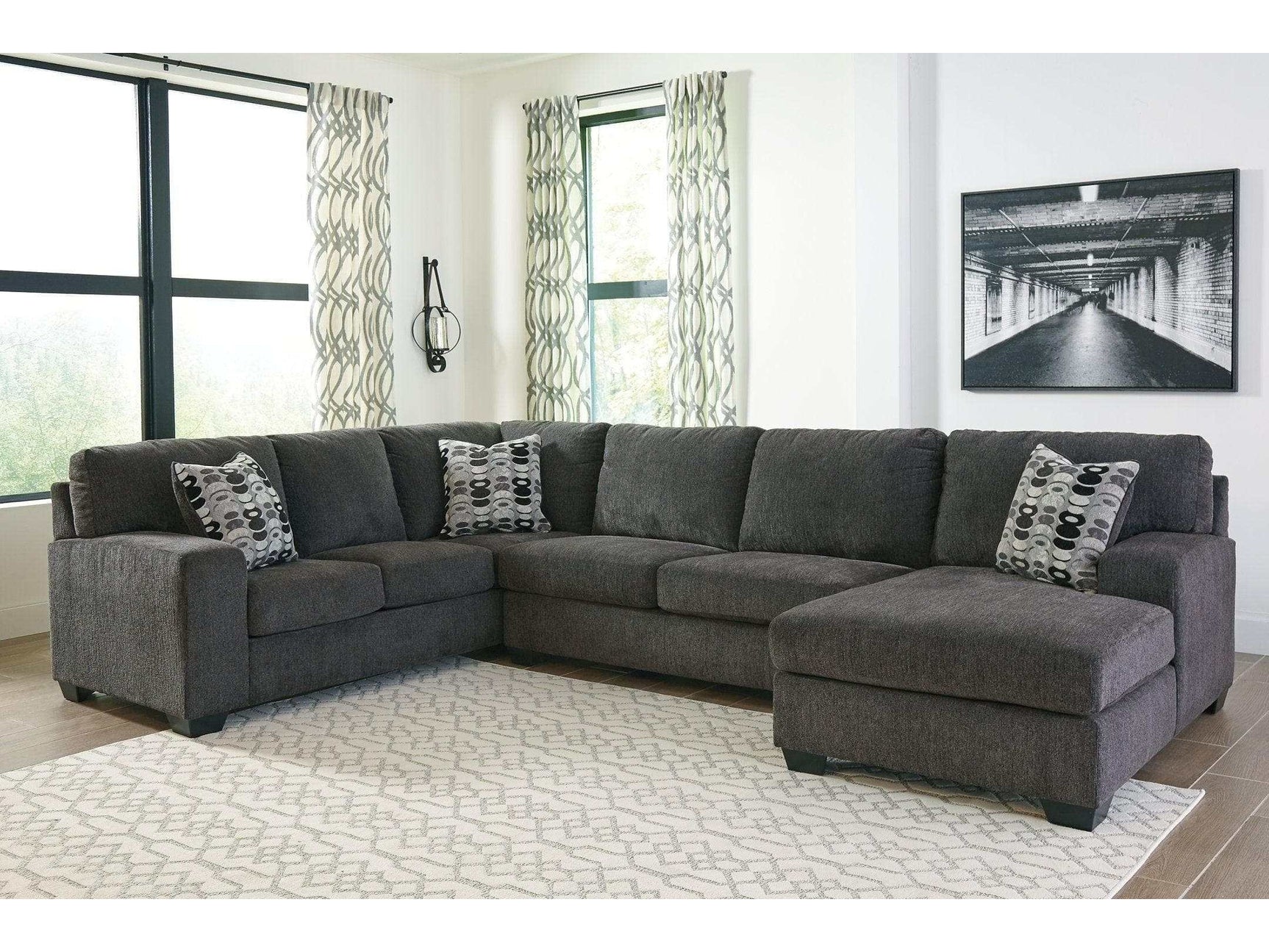 Ballinasloe Smoke 3pc Sectional w/ RAF Chaise (Online Special Price) - Ornate Home