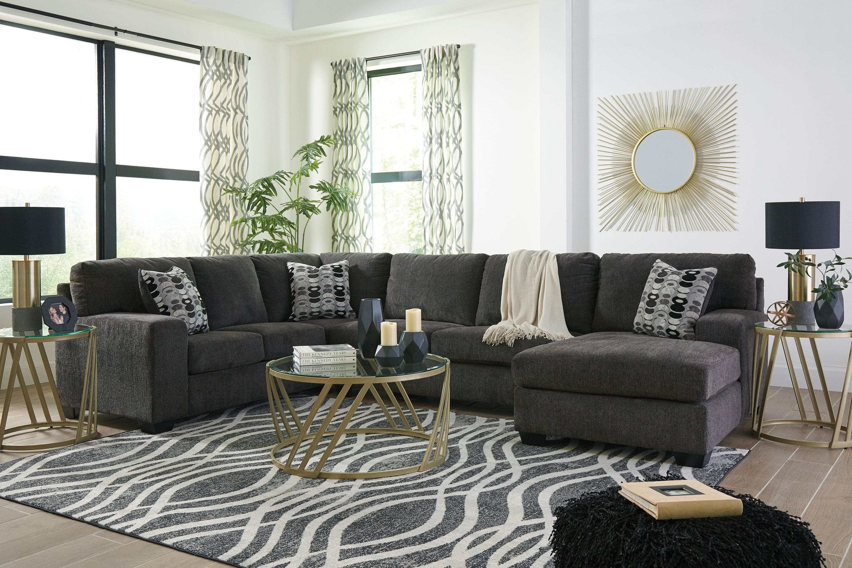 Ballinasloe Smoke 3pc Sectional w/ RAF Chaise (Online Special Price) - Ornate Home