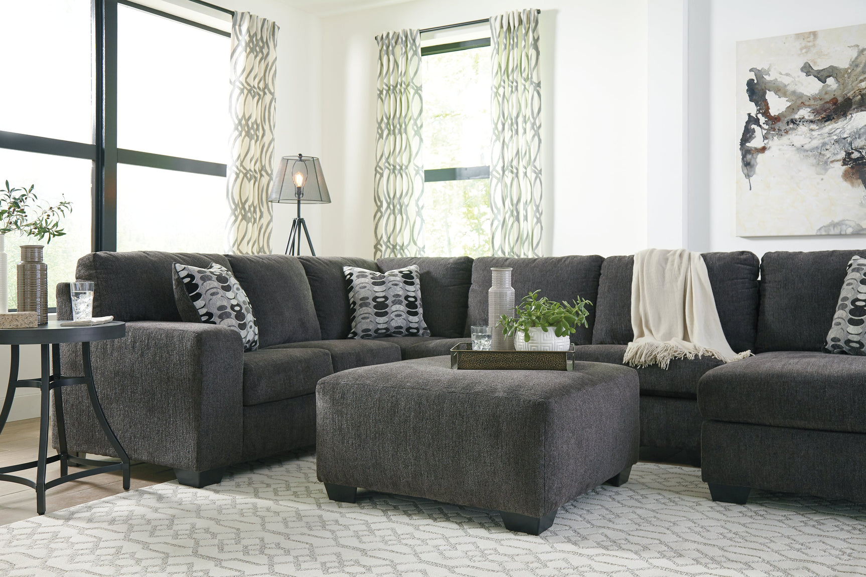 Ballinasloe Smoke Oversized Ottoman (Online Special Price) - Ornate Home