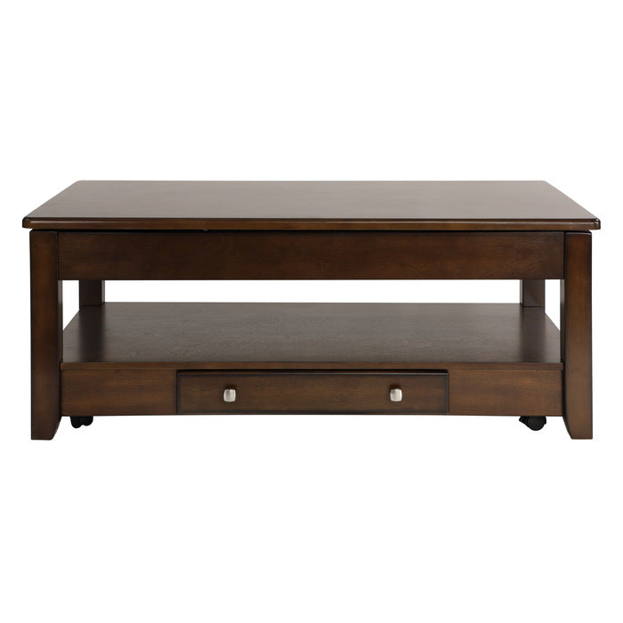 Ballwin Dark Cherry Lift Top Cocktail Table - Ornate Home