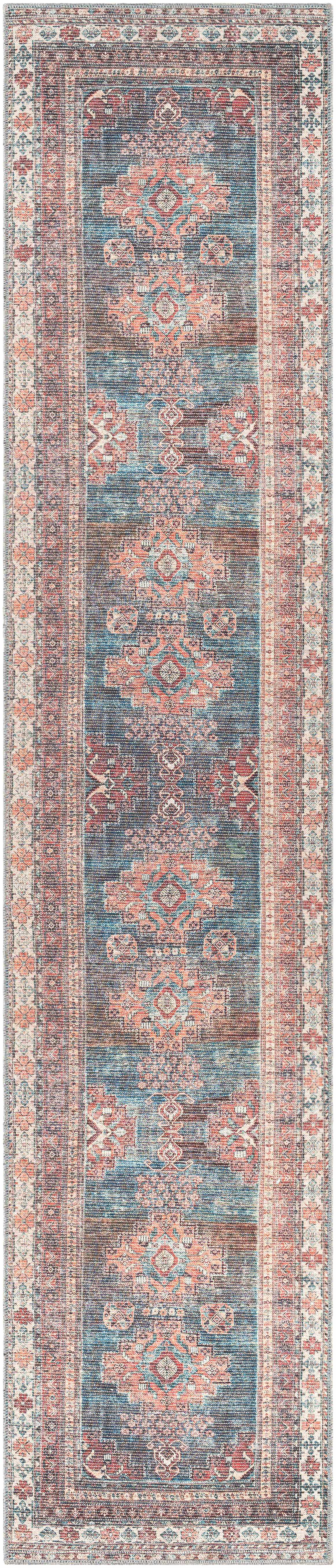 Baltinglass Rust & Blue Washable Area Rug - Clearance - Ornate Home