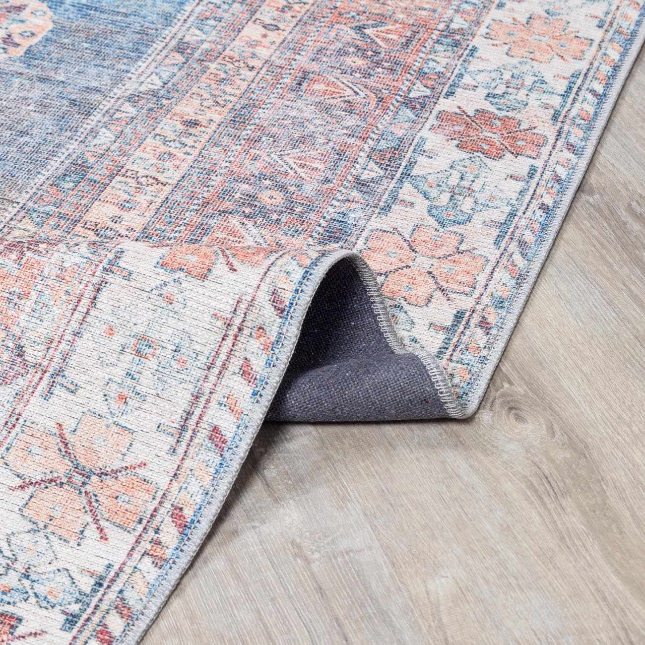Baltinglass Rust & Blue Washable Area Rug - Clearance - Ornate Home