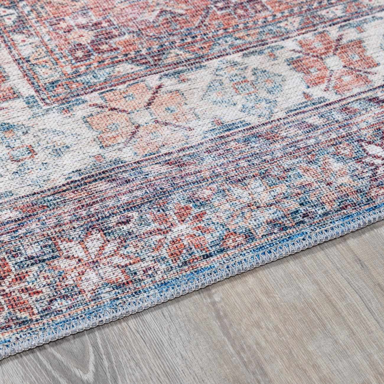Baltinglass Rust & Blue Washable Area Rug - Clearance - Ornate Home
