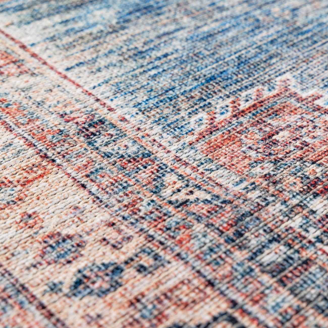 Baltinglass Rust & Blue Washable Area Rug - Clearance - Ornate Home