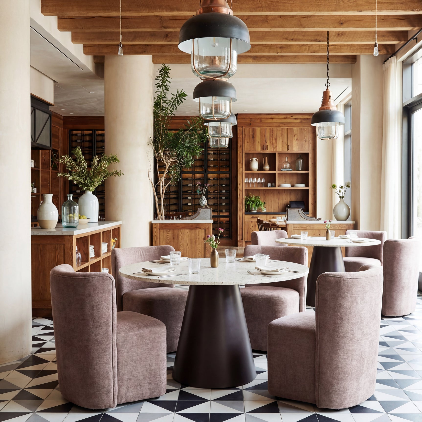 Bambun Taupe Dining Chair with Wheels