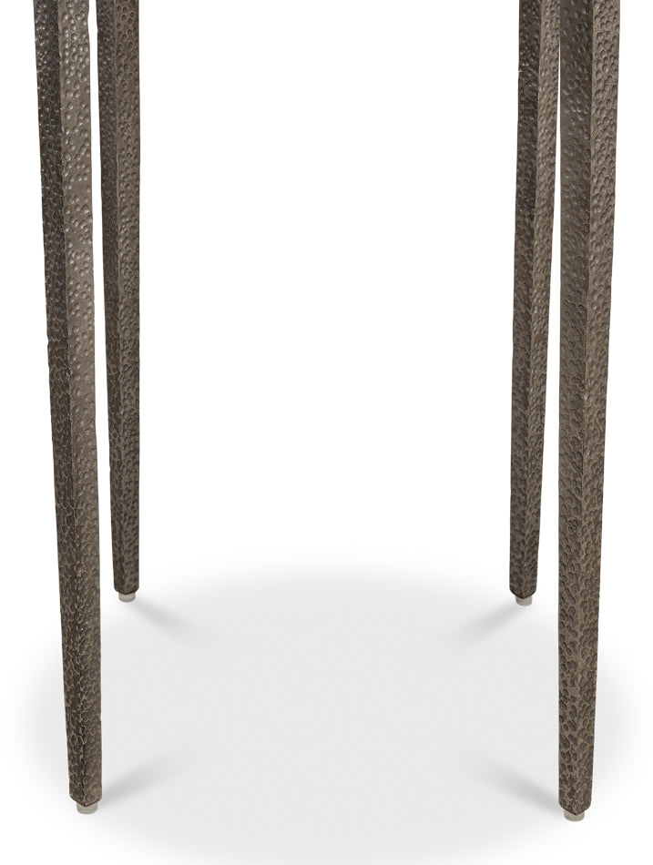 Banswara White/Antique Nickel Round Side Table - Ornate Home