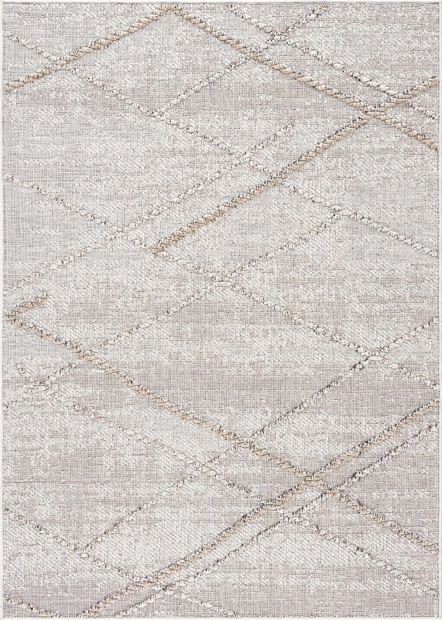 Baqer Bone & Tan Textured Performance Outdoor Rug - Clearance - Ornate Home