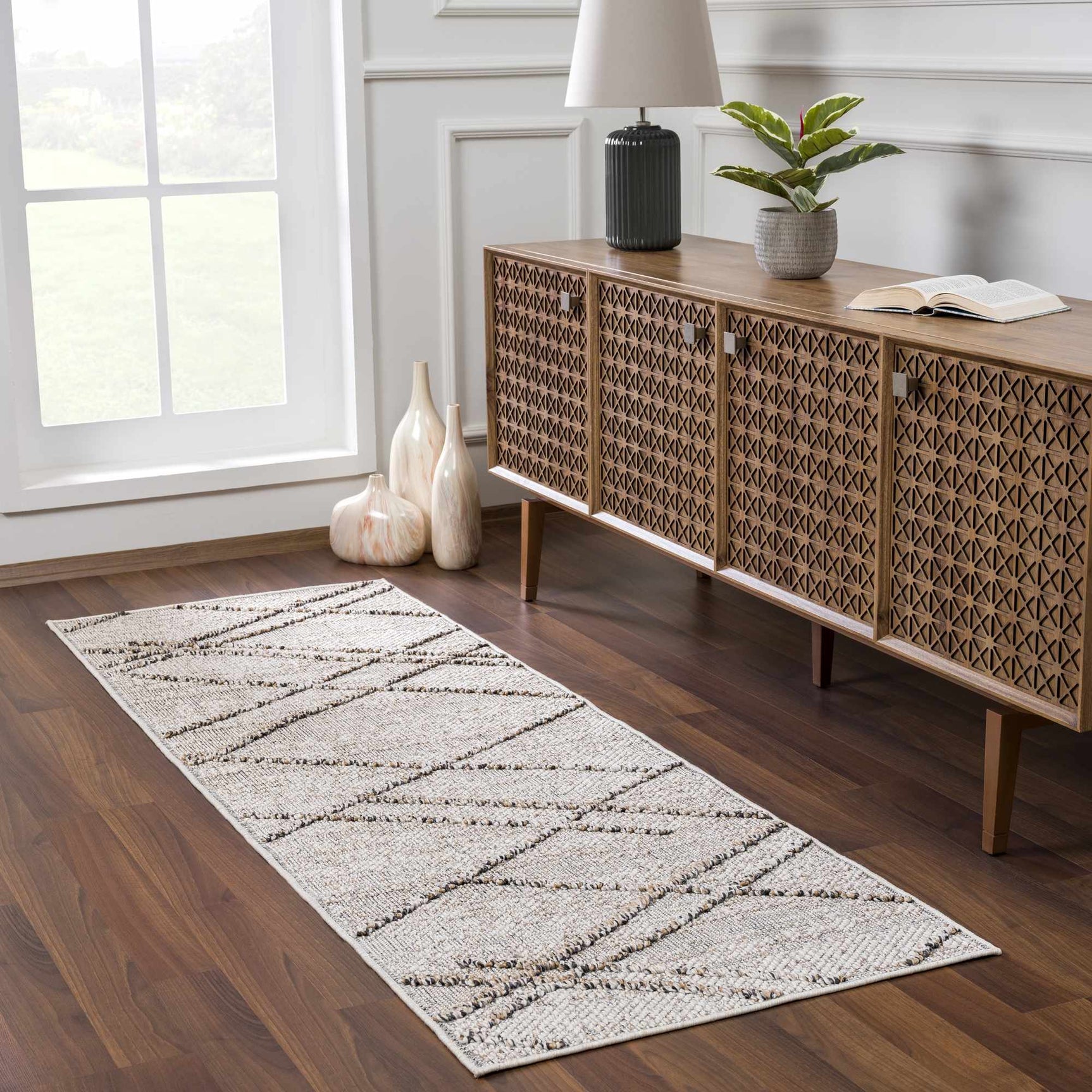 Baqer Bone & Tan Textured Performance Outdoor Rug - Clearance - Ornate Home