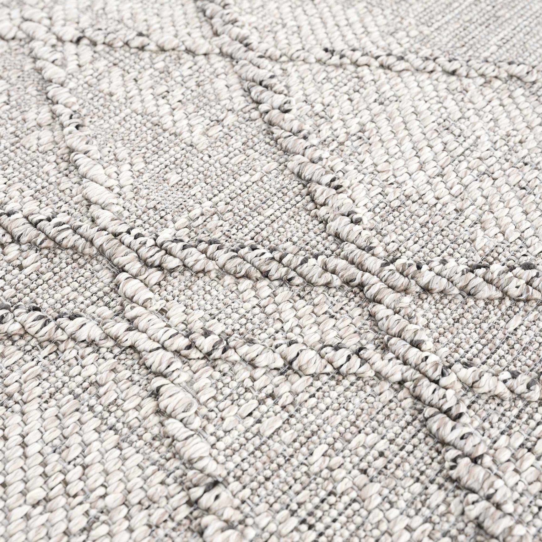 Baqer Bone & Taupe Textured Performance Outdoor Rug - Clearance - Ornate Home
