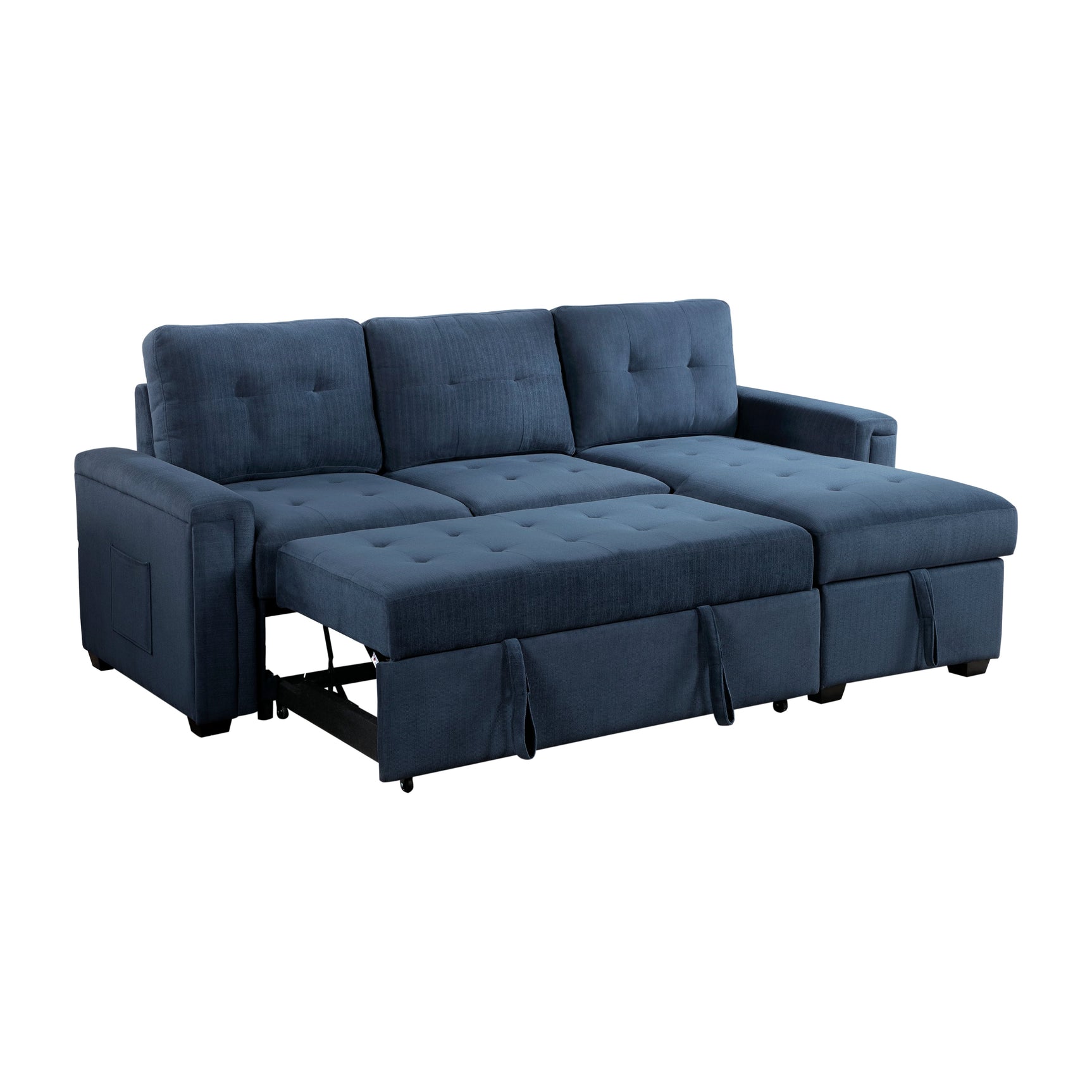 Barbara Blue Reversible Sectional with Pull-Out Bed - Ornate Home