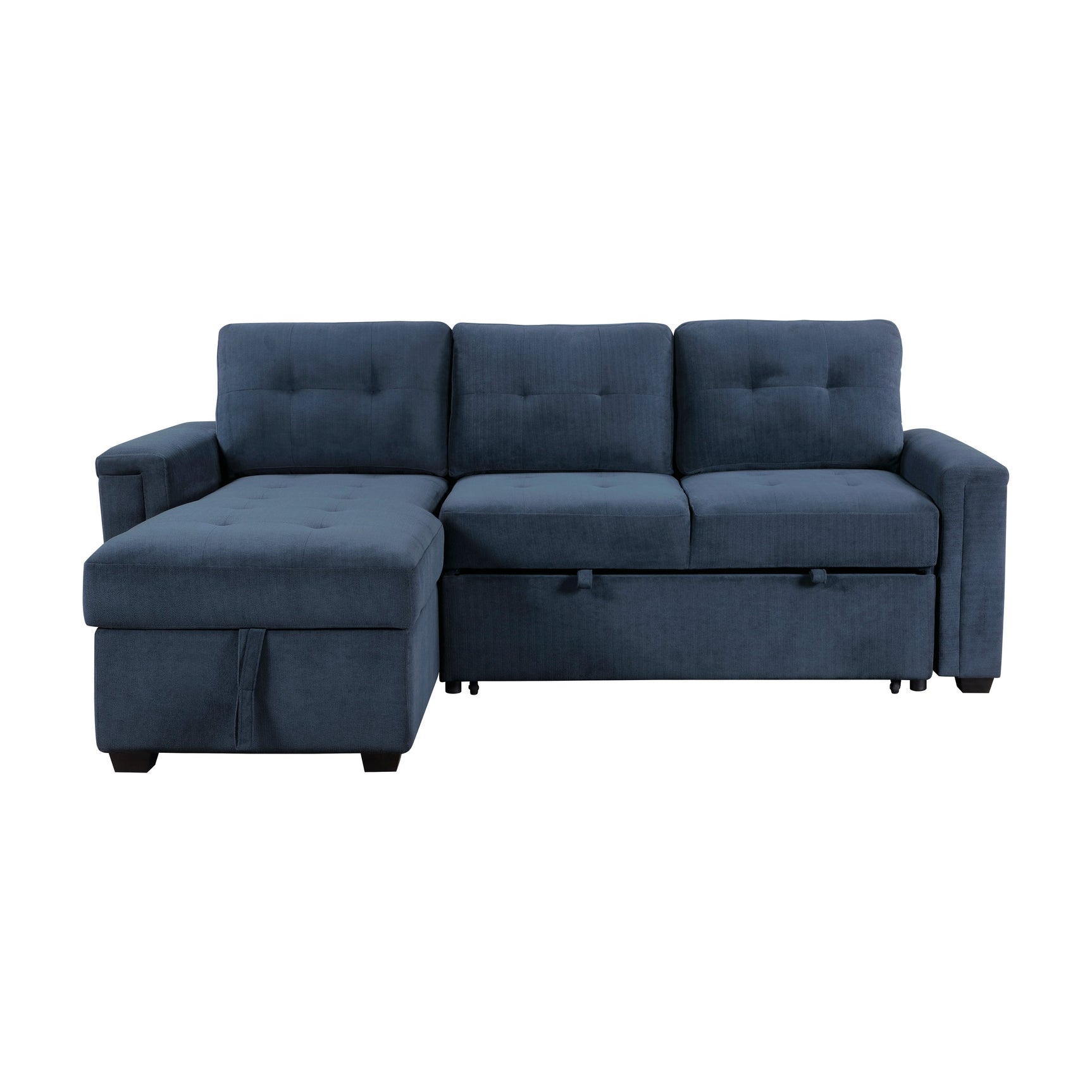 Barbara Blue Reversible Sectional with Pull-Out Bed - Ornate Home