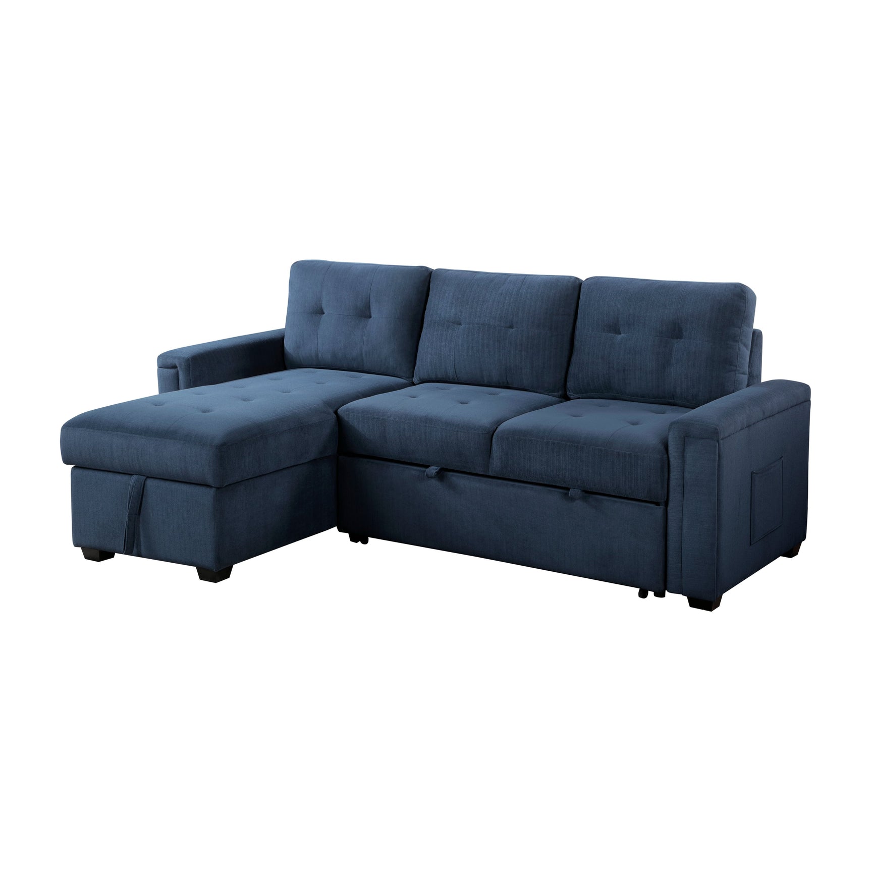 Barbara Blue Reversible Sectional with Pull-Out Bed - Ornate Home