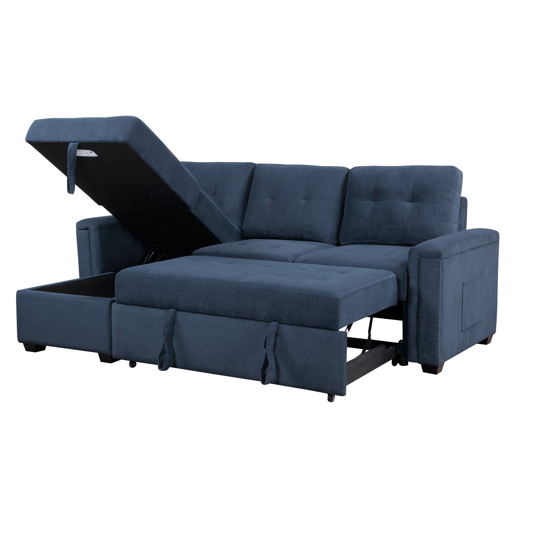 Barbara Blue Reversible Sectional with Pull-Out Bed - Ornate Home