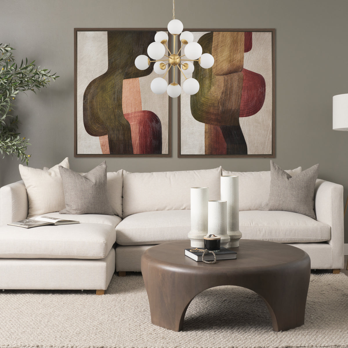 Barbara Brushed Gold Metal with Frosted Glass Globes 11-Light Chandelier - Ornate Home