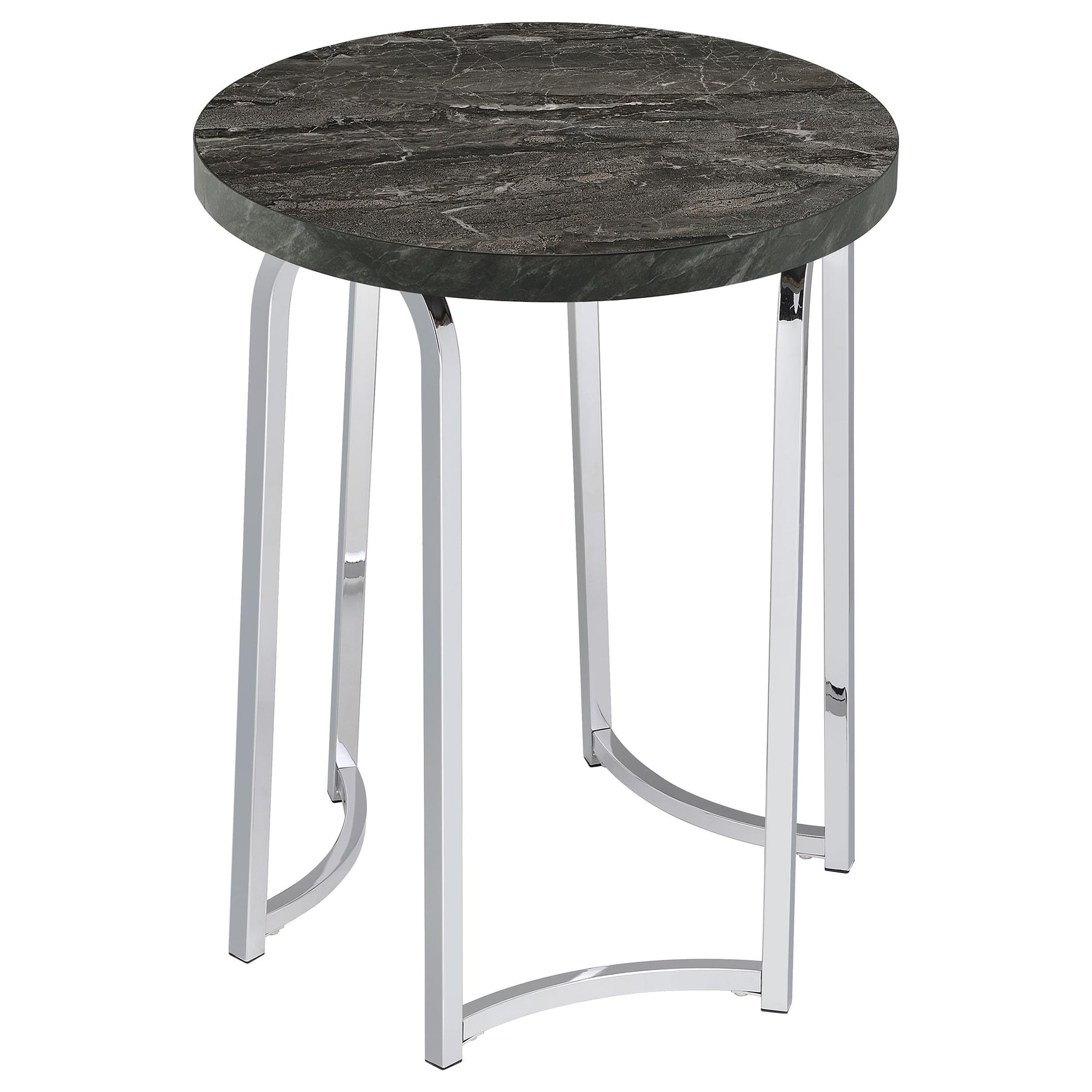 Barcelo Grey Round Faux Marble Top Metal Side Table - Ornate Home