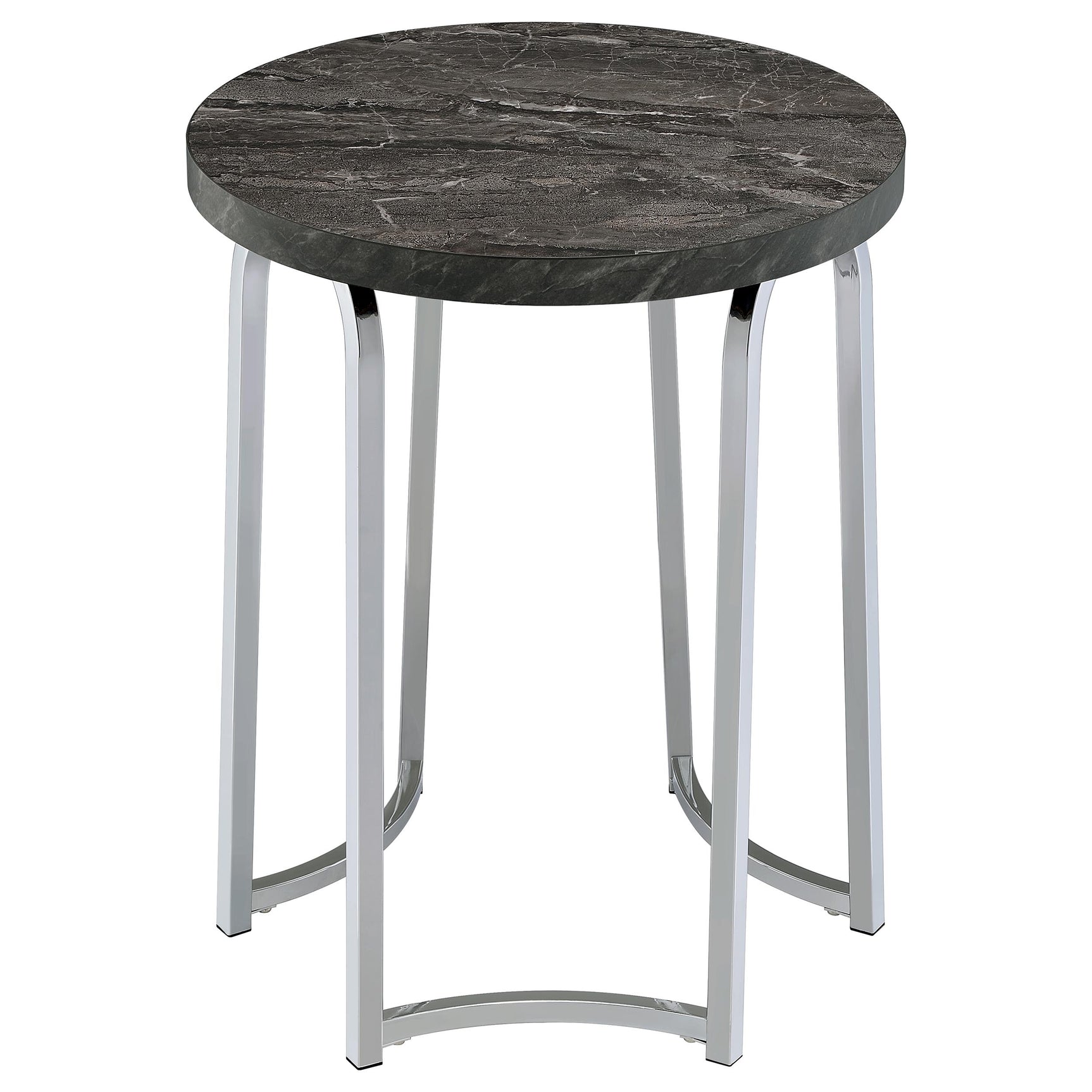 Barcelo Grey Round Faux Marble Top Metal Side Table - Ornate Home
