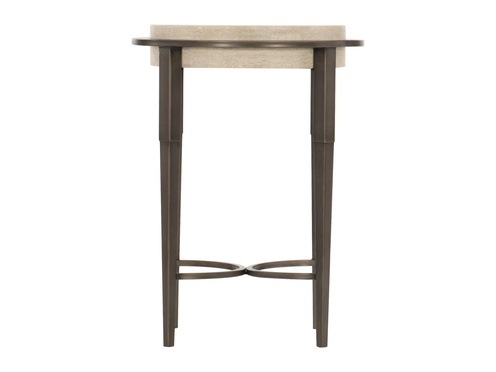Barclay White Travertine/Antique Pewter Accent Table - Ornate Home