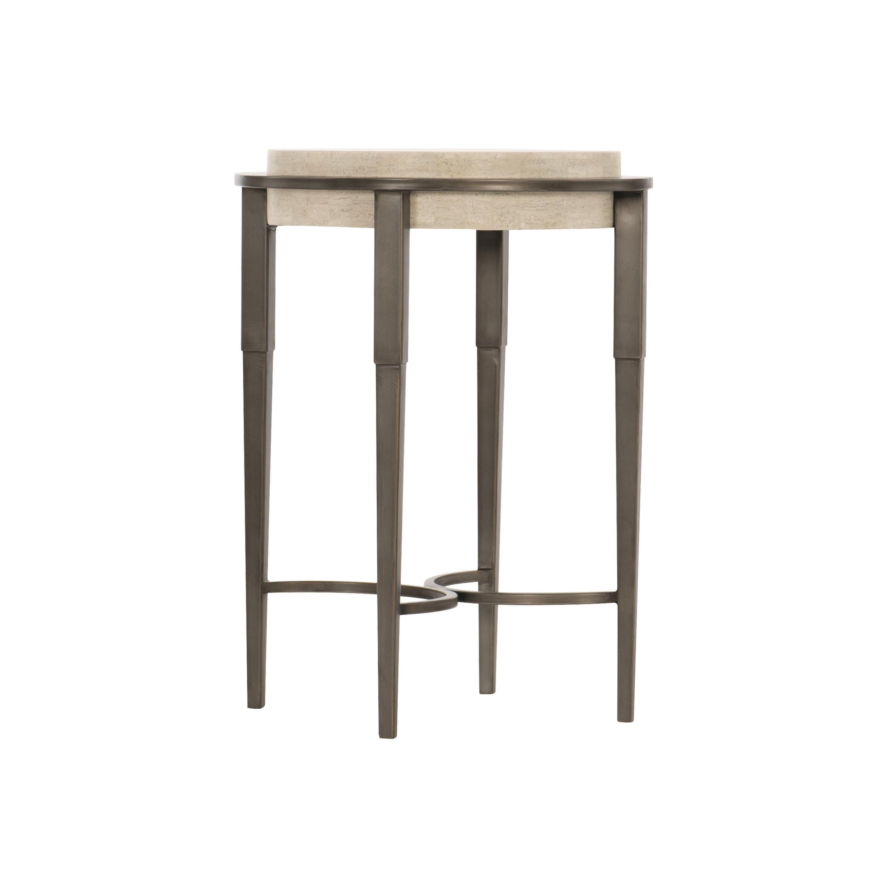 Barclay White Travertine/Antique Pewter Accent Table - Ornate Home