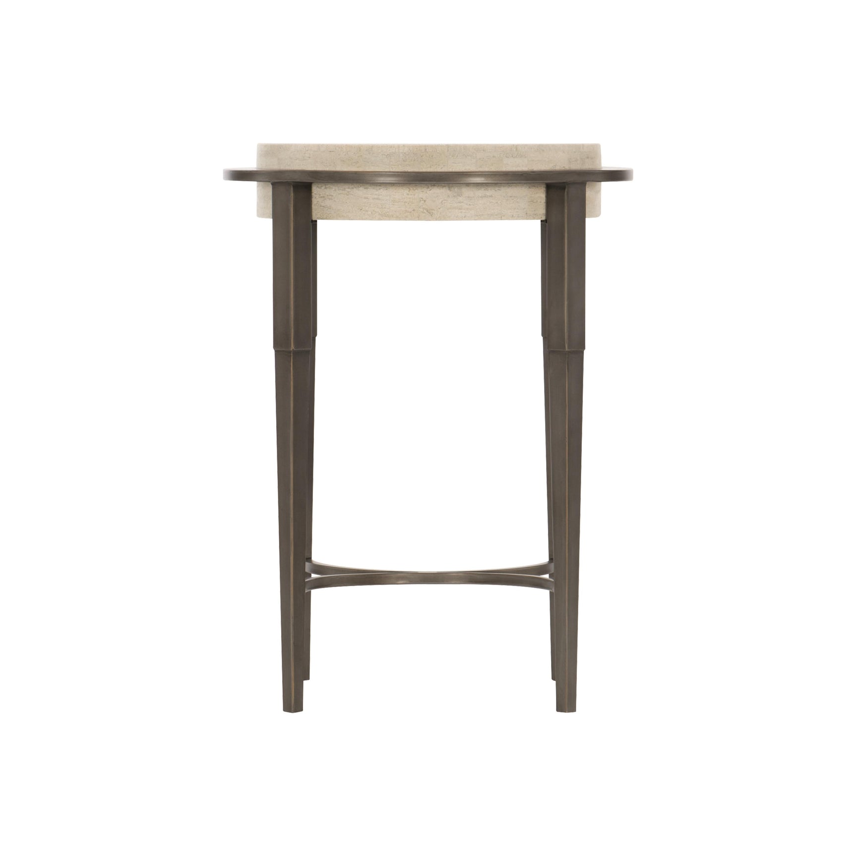 Barclay White Travertine/Antique Pewter Accent Table - Ornate Home
