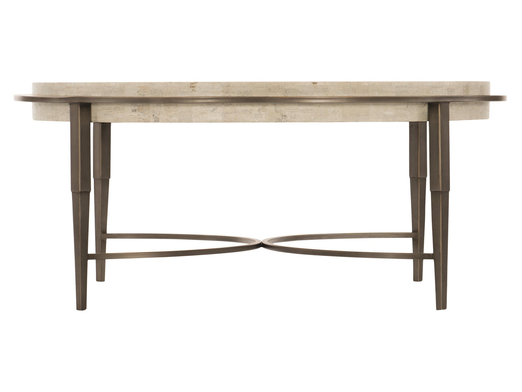 Barclay White Travertine/Antique Pewter Cocktail Table - Ornate Home