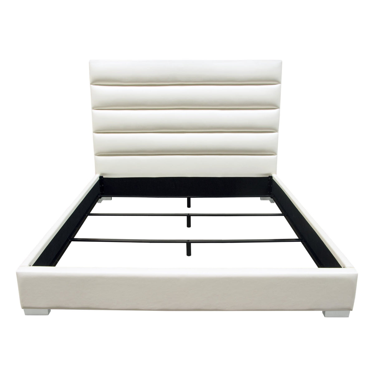 Bardot White Leatherette Queen Bed - Ornate Home