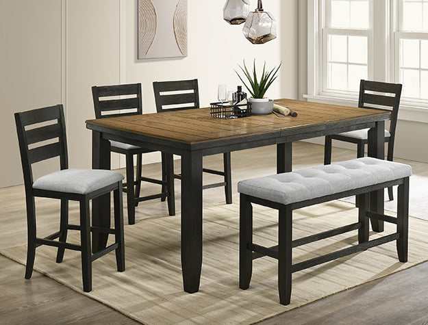 Bardstown Dark Wheat & Charcoal Black Counter Height Dining Table - Ornate Home