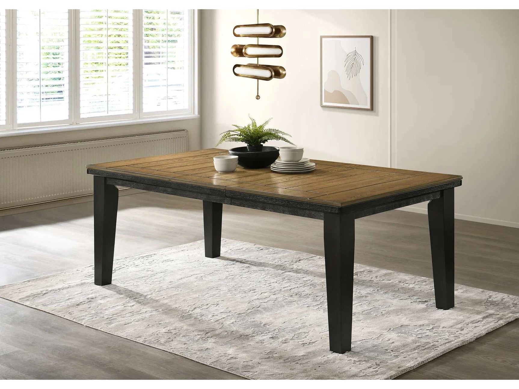 Bardstown Dark Wheat & Charcoal Black Dining Table - Ornate Home