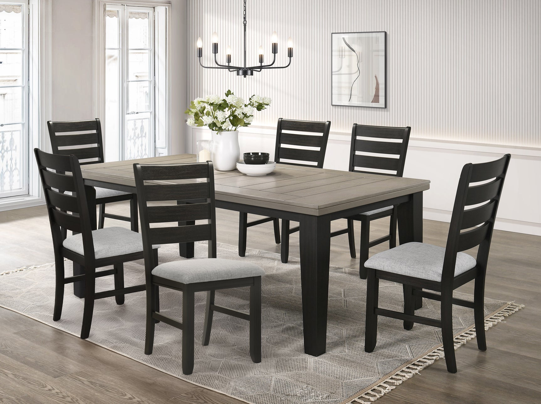 Bardstown Light Grey/Charcoal Dining Set - Ornate Home