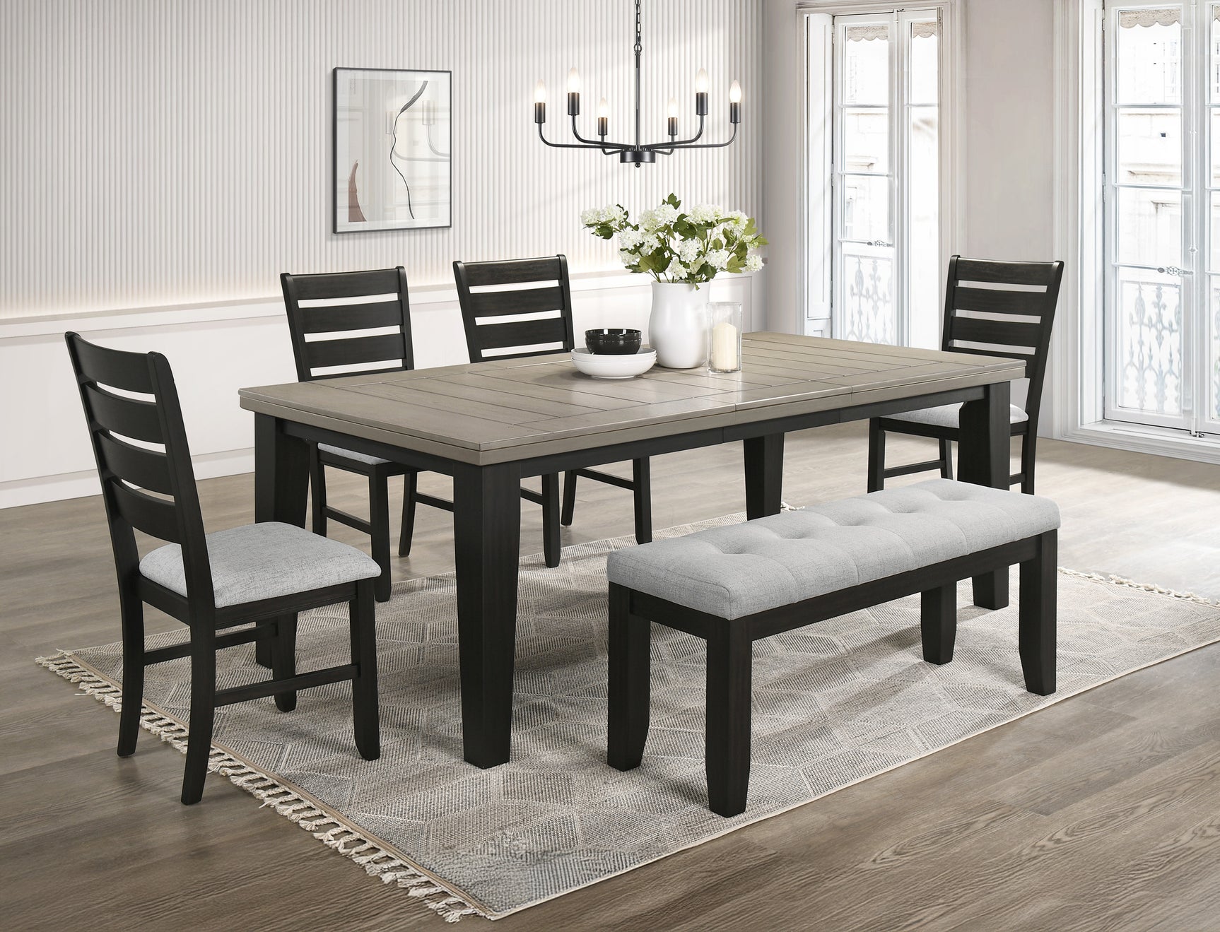 Bardstown Light Grey/Charcoal Dining Set - Ornate Home