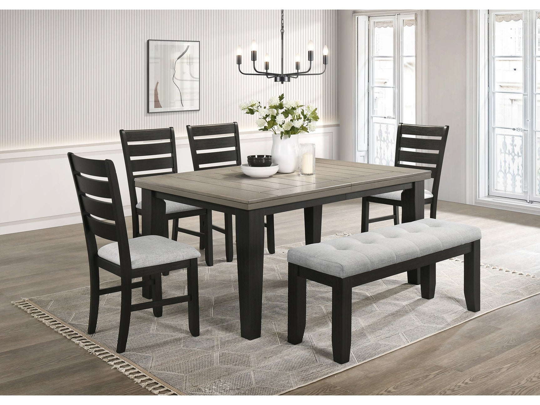 Bardstown Light Grey/Charcoal Dining Set - Ornate Home