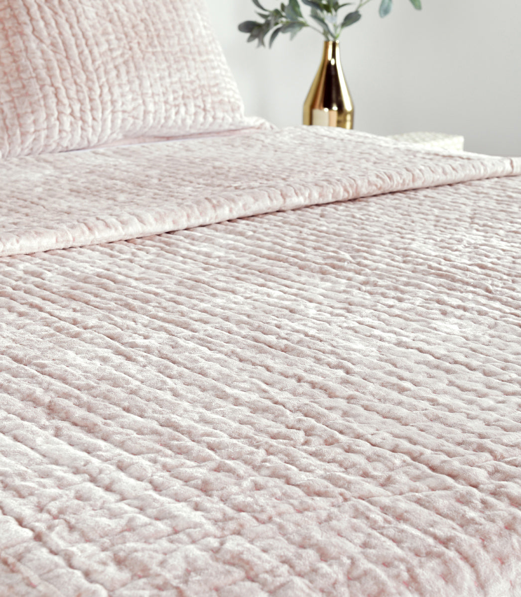 Bari Bliss Pink Velvet Quilt Collection - Ornate Home
