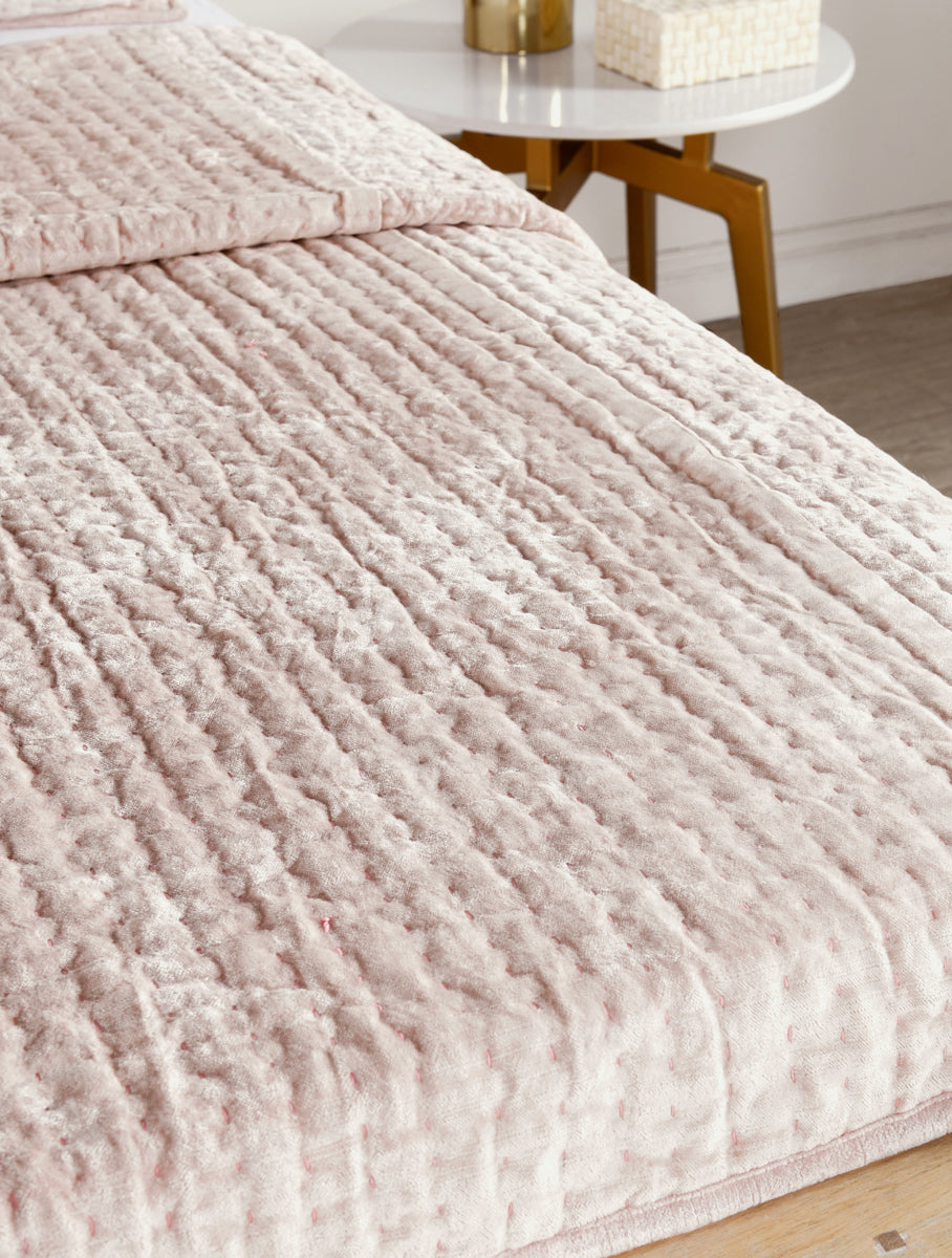 Bari Bliss Pink Velvet Quilt Collection - Ornate Home