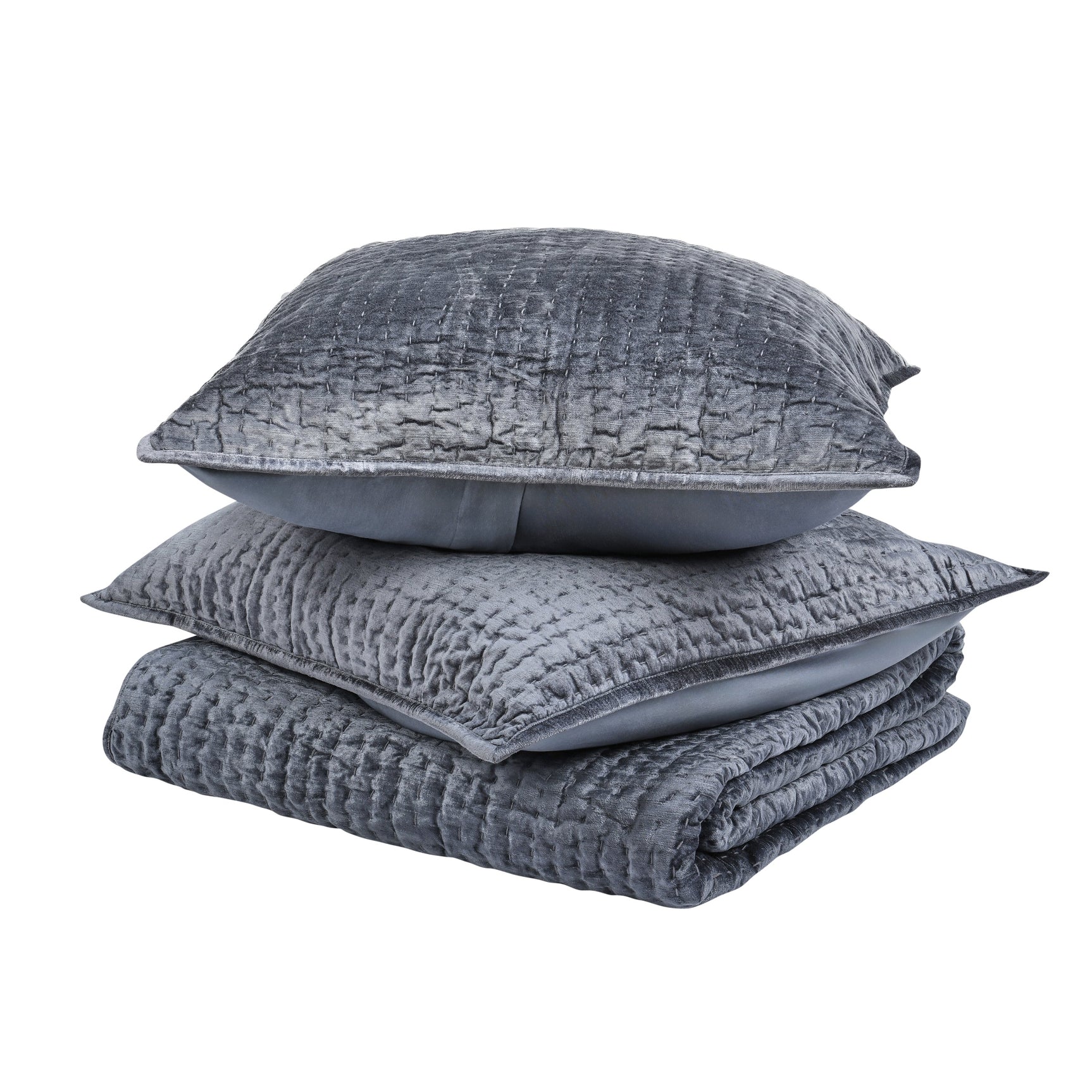 Bari Sea Fog Velvet Quilt Collection - Ornate Home